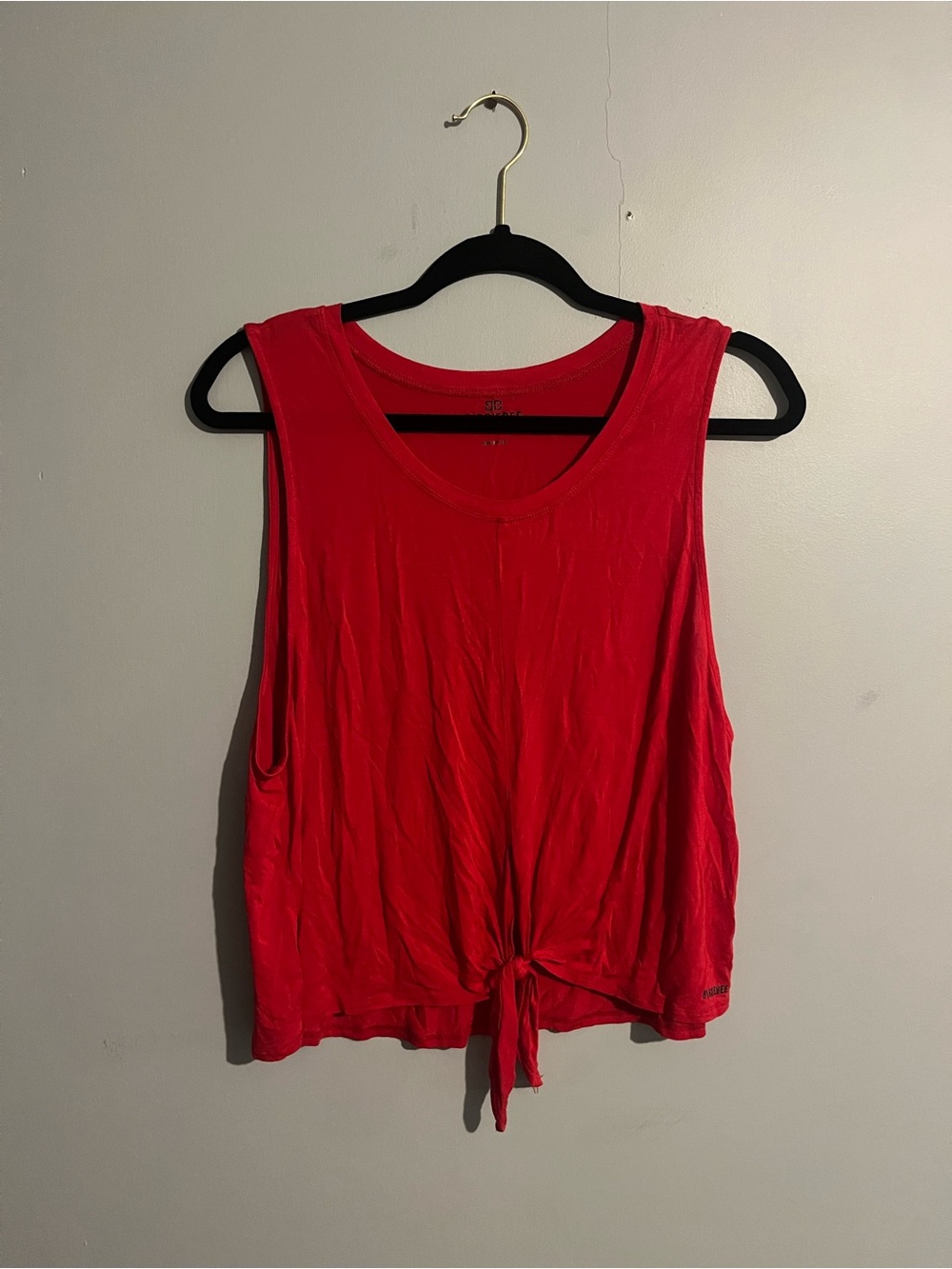 Birdiebee red Tie-Front Sleeveless Tank Top size large workout gym cropped